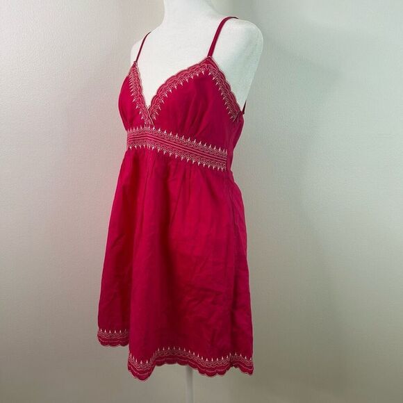 Twenty One Y2K Pink Babydoll Embroidered Boho Tunic Women’s M Spaghetti Strap - Picture 4 of 14